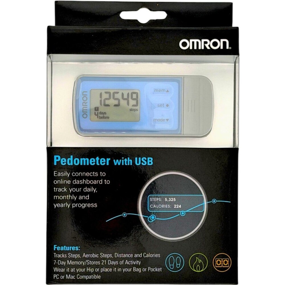 Omron HJ-322U Tri-Axis USB Pedometer Step Counter Distance Calorie Tracker Blue